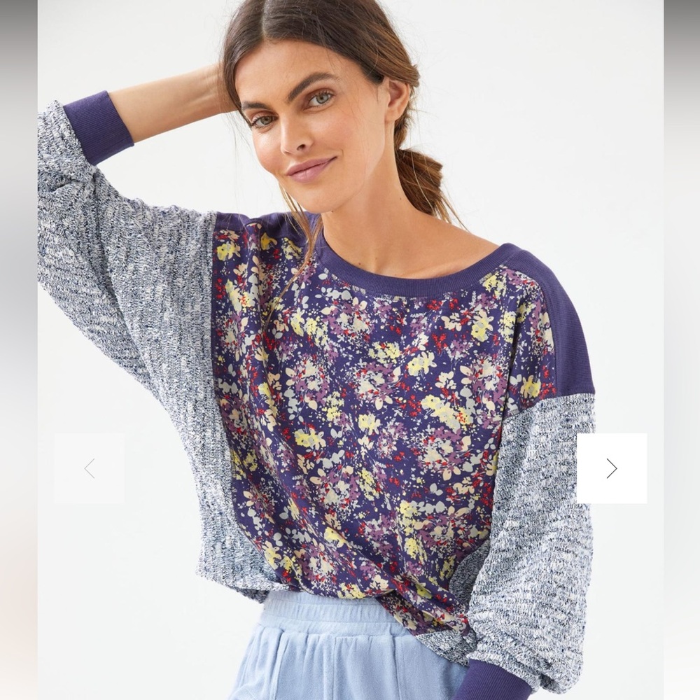 Daily Practice Anthropologie lightweight floral and heathered sleeved sweatshirt